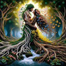 Load image into Gallery viewer, Diamond Painting - Partial Special Shaped - Man And Woman At The Root Of The Tree (30*30CM)