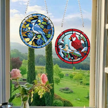 Load image into Gallery viewer, 2pcs 2D Flat DIY Cardinal Bluebird Diamond Art Pendant Window Hanging Art for Wall