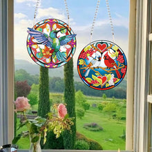 Load image into Gallery viewer, 2pcs 2D Flat DIY Hummingbird Cardinal Diamond Art Pendant Window Hanging Art for Wall
