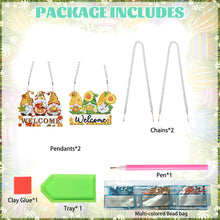 Load image into Gallery viewer, 2Pcs 2D Flat DIY Autumn Gnome Diamond Art Pendant Window Hanging Art for Wall