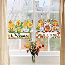 Load image into Gallery viewer, 2Pcs 2D Flat DIY Autumn Gnome Diamond Art Pendant Window Hanging Art for Wall