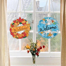 Load image into Gallery viewer, 2pcs 2D Flat DIY Summer Autumn Wreath Diamond Art Pendant Window Hanging Art for Wall