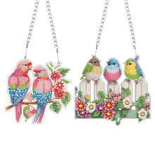 Load image into Gallery viewer, 2Pcs 2D Flat DIY Parrot Bird Diamond Art Pendant Window Hanging Art for Wall