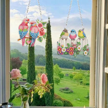Load image into Gallery viewer, 2Pcs 2D Flat DIY Parrot Bird Diamond Art Pendant Window Hanging Art for Wall