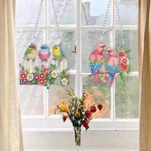 Load image into Gallery viewer, 2Pcs 2D Flat DIY Parrot Bird Diamond Art Pendant Window Hanging Art for Wall