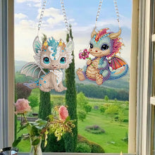 Load image into Gallery viewer, 2Pcs 2D Flat DIY Pterosaur Diamond Painting Pendant Window Hanging Art for Wall