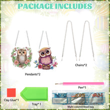 Load image into Gallery viewer, 2Pcs 2D Flat DIY Owl Diamond Painting Art Pendant Window Hanging Art for Wall