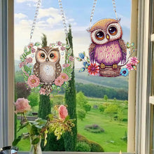 Load image into Gallery viewer, 2Pcs 2D Flat DIY Owl Diamond Painting Art Pendant Window Hanging Art for Wall