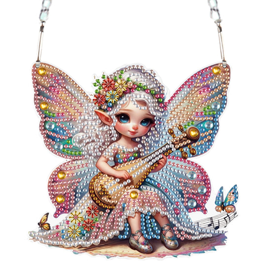 2Pcs 2D Flat DIY Pixie Fairy Diamond Art Pendant Window Hanging Art for Wall
