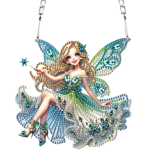 2Pcs 2D Flat DIY Pixie Fairy Diamond Art Pendant Window Hanging Art for Wall