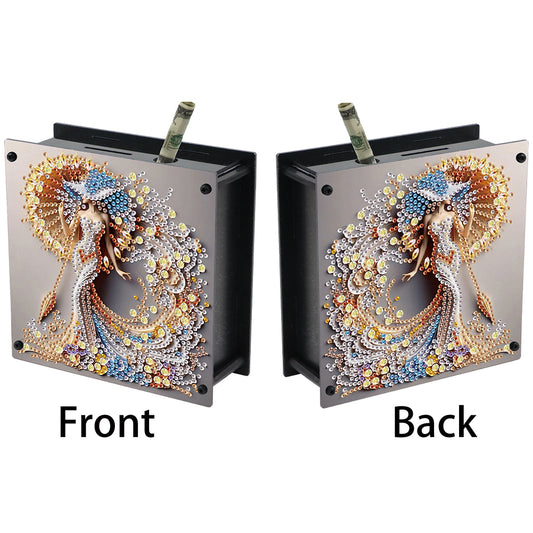 Elegant Lady DIY Money Storage Box Diamond Art Decors for Adults Beginners