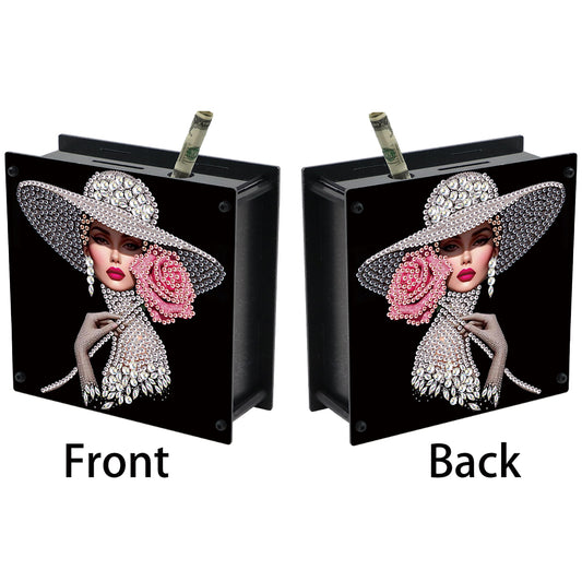 Elegant Lady DIY Money Storage Box Diamond Art Decors for Adults Beginners