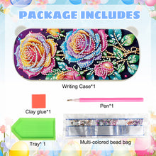 Load image into Gallery viewer, Rose Pattern DIY Diamond Pencil Case Pens Brushes Accessories Travel Pencil Box