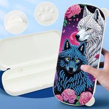 Load image into Gallery viewer, Wolf Pattern DIY Diamond Pencil Case Pens Brushes Accessories Travel Pencil Box