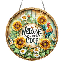 Load image into Gallery viewer, Acrylic 2D Flat Rooster Sunflowers DIY Hanging Diamond Art Kits Wall Door Decor