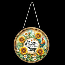 Load image into Gallery viewer, Acrylic 2D Flat Rooster Sunflowers DIY Hanging Diamond Art Kits Wall Door Decor