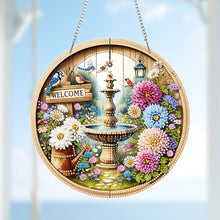 Load image into Gallery viewer, Acrylic 2D Flat Fountain Flowers DIY Hanging Diamond Art Kits Wall Door Decor