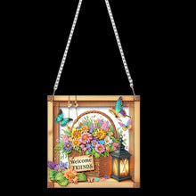 Load image into Gallery viewer, Acrylic 2D Flat Flower Basket DIY Hanging Diamond Art Kits Wall Door Decor