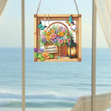 Load image into Gallery viewer, Acrylic 2D Flat Flower Basket DIY Hanging Diamond Art Kits Wall Door Decor