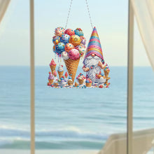 Load image into Gallery viewer, 2D Flat DIY Ice Cream Gnome Diamond Art Pendant Window Hanging Art for Home