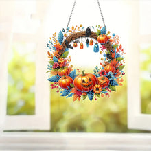 Load image into Gallery viewer, Acrylic Pumpkin Wreath 2D Flat DIY Hanging Diamond Art Kits Wall Door Decoration