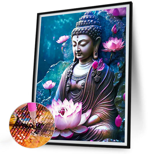 Diamond Painting - Full Round - Lotus Buddha Statue (30*40CM)