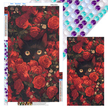 Load image into Gallery viewer, Diamond Painting - Full Round - Cat In Red Rose (40*70CM)