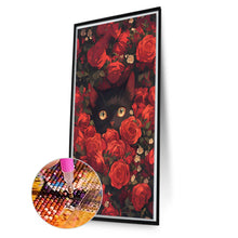 Load image into Gallery viewer, Diamond Painting - Full Round - Cat In Red Rose (40*70CM)