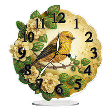 Load image into Gallery viewer, Acrylic Special Shape Flower Bird Diamond Painting Art Clock Ornaments Kit