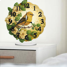 Load image into Gallery viewer, Acrylic Special Shape Flower Bird Diamond Painting Art Clock Ornaments Kit