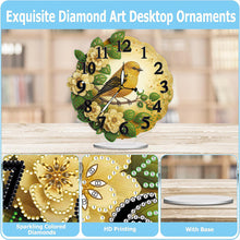 Load image into Gallery viewer, Acrylic Special Shape Flower Bird Diamond Painting Art Clock Ornaments Kit