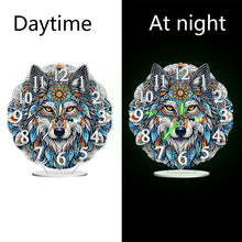 Load image into Gallery viewer, Acrylic Special Shape Indian Wolf Diamond Painting Art Clock Ornaments Kit