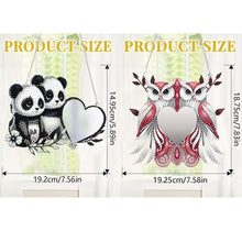 Load image into Gallery viewer, 2pcs 2D Flat DIY Panda Owl Hanging Mirror Diamond Art Kits Wall Door Decoration