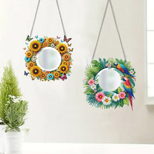 Load image into Gallery viewer, 2pcs 2D Flat DIY Sunflower Parrot Hanging Mirror Diamond Art Kits Wall Door Decoratio