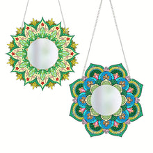 Load image into Gallery viewer, 2pcs 2D Flat DIY Flowers Hanging Mirror Diamond Art Kits Wall Door Decoration