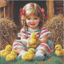 Load image into Gallery viewer, Diamond Painting - Full Round - Little Girl And Chicken (40*40CM)