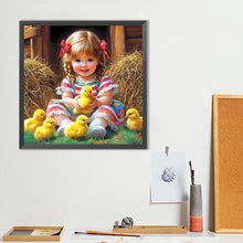 Load image into Gallery viewer, Diamond Painting - Full Round - Little Girl And Chicken (40*40CM)