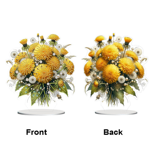 Flower Double Sided Effect Table Top Diamond Painting Ornament Kit (Dandelion)