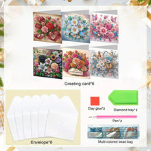 Load image into Gallery viewer, 6PCS Flowers DIY Diamond Art Greeting Cards Congratulations Cards & Gifts