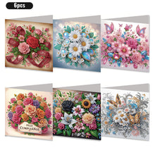Load image into Gallery viewer, 6PCS Flowers DIY Diamond Art Greeting Cards Congratulations Cards & Gifts