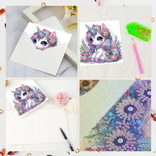 Load image into Gallery viewer, 6PCS Rainbow White Horse DIY Diamond Art Greeting Cards Congratulations Cards