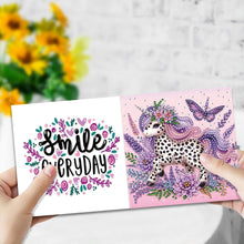 Load image into Gallery viewer, 6PCS Rainbow White Horse DIY Diamond Art Greeting Cards Congratulations Cards