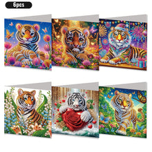 Load image into Gallery viewer, 6PCS Tiger DIY Diamond Art Greeting Cards Congratulations Cards & Gifts