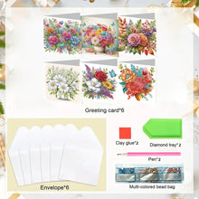 Load image into Gallery viewer, 6PCS Flowers DIY Diamond Art Greeting Cards Congratulations Cards & Gifts