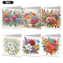 Load image into Gallery viewer, 6PCS Flowers DIY Diamond Art Greeting Cards Congratulations Cards & Gifts