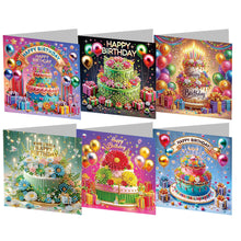 Load image into Gallery viewer, 6PCS Birthday DIY Diamond Art Greeting Cards Congratulations Cards & Gifts