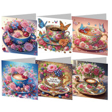 Load image into Gallery viewer, 6PCS Coffee DIY Diamond Art Greeting Cards Congratulations Cards & Gifts