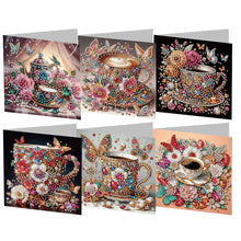 Load image into Gallery viewer, 6PCS Coffee DIY Diamond Art Greeting Cards Congratulations Cards & Gifts
