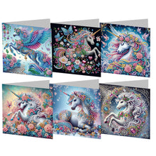 Load image into Gallery viewer, 6PCS White Horse DIY Diamond Art Greeting Cards Congratulations Cards & Gifts