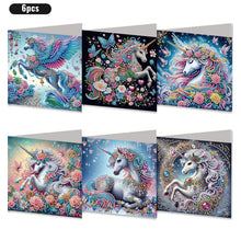Load image into Gallery viewer, 6PCS White Horse DIY Diamond Art Greeting Cards Congratulations Cards & Gifts